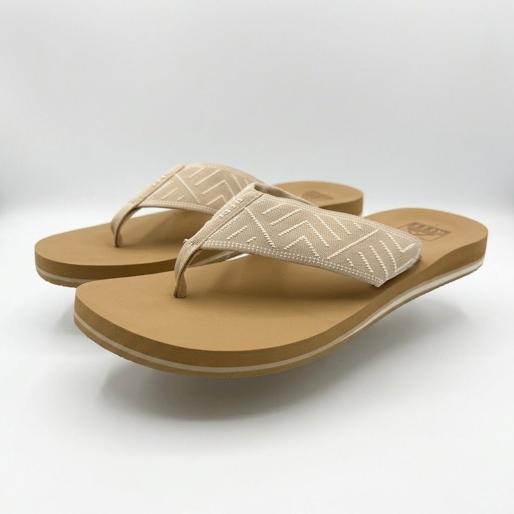 Reef Spring Woven Sandals Womens 6 Warm Sand Geometric Flip Flops CJ8855 NEW